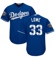 Men's Majestic Los Angeles Dodgers #33 Mark Lowe Authentic Royal Blue Team Logo Fashion Cool Base 2018 World Series MLB Jersey