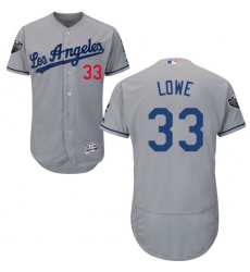 Men's Majestic Los Angeles Dodgers #33 Mark Lowe Grey Road Flex Base Authentic Collection 2018 World Series MLB Jersey