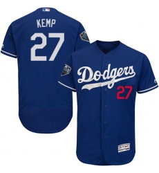 Men's Majestic Los Angeles Dodgers #27 Matt Kemp Royal Blue Alternate Flex Base Authentic Collection 2018 World Series MLB Jersey