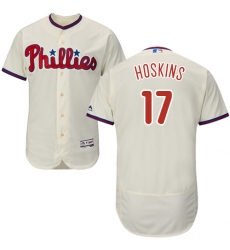 Men's Majestic Philadelphia Phillies #17 Rhys Hoskins Cream Alternate Flex Base Authentic Collection MLB Jersey