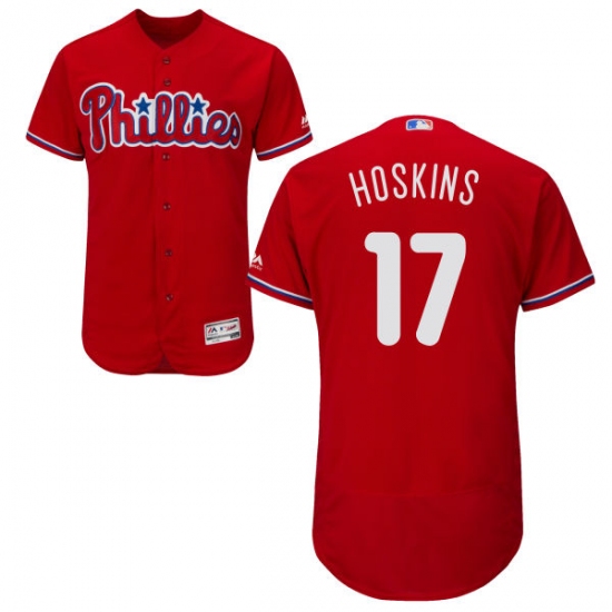 Men's Majestic Philadelphia Phillies #17 Rhys Hoskins Red Alternate Flex Base Authentic Collection MLB Jersey