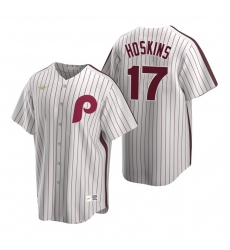 Men's Nike Philadelphia Phillies #17 Rhys Hoskins White Cooperstown Collection Home Stitched Baseball Jersey