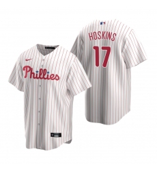 Men's Nike Philadelphia Phillies #17 Rhys Hoskins White Home Stitched Baseball Jersey