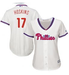 Women's Majestic Philadelphia Phillies #17 Rhys Hoskins Replica Cream Alternate Cool Base MLB Jersey