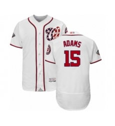 Men's Washington Nationals #15 Matt Adams White Home Flex Base Authentic Collection 2019 World Series Bound Baseball Jersey