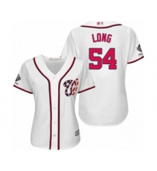 Women's Washington Nationals #54 Kevin Long Authentic White Home Cool Base 2019 World Series Champions Baseball Jersey