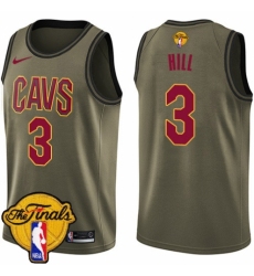 Men's Nike Cleveland Cavaliers #3 George Hill Swingman Green Salute to Service 2018 NBA Finals Bound NBA Jersey