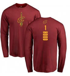 NBA Nike Cleveland Cavaliers #1 Rodney Hood Maroon Backer Long Sleeve T-Shirt