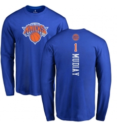 NBA Nike New York Knicks #1 Emmanuel Mudiay Royal Blue Backer Long Sleeve T-Shirt