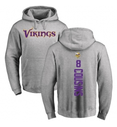 NFL Nike Minnesota Vikings #8 Kirk Cousins Ash Backer Pullover Hoodie