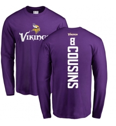 NFL Nike Minnesota Vikings #8 Kirk Cousins Purple Backer Long Sleeve T-Shirt