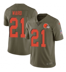 Men's Nike Cleveland Browns #21 Denzel Ward Limited Olive 2017 Salute to Service NFL Jersey