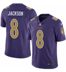 Men's Nike Baltimore Ravens #8 Lamar Jackson Elite Purple Rush Vapor Untouchable NFL Jersey