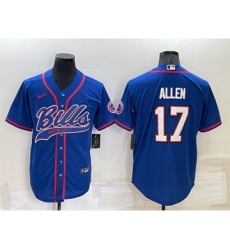 Men's Buffalo Bills #17 Josh Allen Blue Stitched Cool Base Nike Baseball Jersey