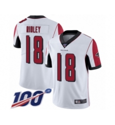 Men's Atlanta Falcons #18 Calvin Ridley White Vapor Untouchable Limited Player 100th Season Football Jersey