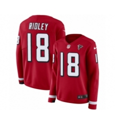 Women's Nike Atlanta Falcons #18 Calvin Ridley Limited Red Therma Long Sleeve NFL Jersey