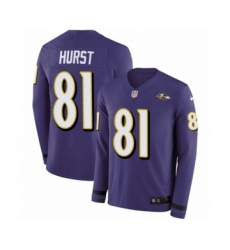 Men's Nike Baltimore Ravens #81 Hayden Hurst Limited Purple Therma Long Sleeve NFL Jersey