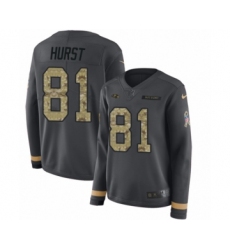 Women's Nike Baltimore Ravens #81 Hayden Hurst Limited Black Salute to Service Therma Long Sleeve NFL Jersey