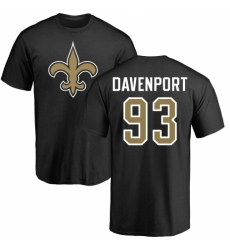 NFL Nike New Orleans Saints #93 Marcus Davenport Black Name & Number Logo T-Shirt