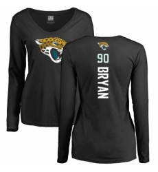 NFL Women's Nike Jacksonville Jaguars #90 Taven Bryan Black Backer Slim Fit Long Sleeve T-Shirt