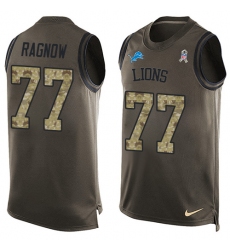 Men's Nike Detroit Lions #77 Frank Ragnow Limited Green Salute to Service Tank Top NFL Jersey