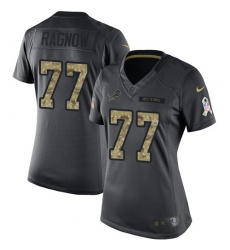 Women's Nike Detroit Lions #77 Frank Ragnow Limited Black 2016 Salute to Service NFL Jersey
