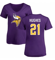 NFL Women's Nike Minnesota Vikings #21 Mike Hughes Purple Name & Number Logo Slim Fit T-Shirt
