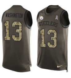 Men's Nike Pittsburgh Steelers #13 James Washington Limited Green Salute to Service Tank Top NFL Jersey