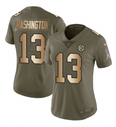 Women's Nike Pittsburgh Steelers #13 James Washington Limited Olive Gold 2017 Salute to Service NFL Jersey