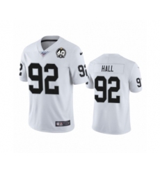 Women's Oakland Raiders #92 P.J. Hall White 60th Anniversary Vapor Untouchable Limited Player 100th Season Football Jersey
