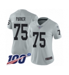 Women's Oakland Raiders #75 Brandon Parker Limited Silver Inverted Legend 100th Season Football Jersey