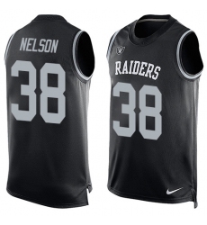 Men's Nike Oakland Raiders #38 Nick Nelson Limited Black Player Name & Number Tank Top NFL Jersey