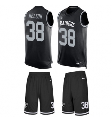 Men's Nike Oakland Raiders #38 Nick Nelson Limited Black Tank Top Suit NFL Jersey