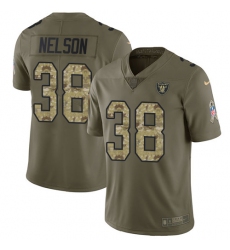 Men's Nike Oakland Raiders #38 Nick Nelson Limited Olive Camo 2017 Salute to Service NFL Jersey