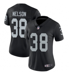 Women's Nike Oakland Raiders #38 Nick Nelson Black Team Color Vapor Untouchable Elite Player NFL Jersey