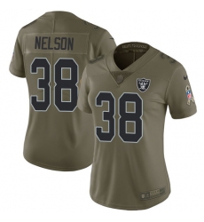 Women's Nike Oakland Raiders #38 Nick Nelson Limited Olive 2017 Salute to Service NFL Jersey