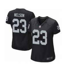 Women's Oakland Raiders #23 Nick Nelson Game Black Team Color Football Jersey