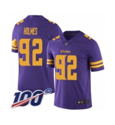 Men's Minnesota Vikings #92 Jalyn Holmes Limited Purple Rush Vapor Untouchable 100th Season Football Jersey