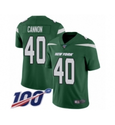 Men's New York Jets #40 Trenton Cannon Green Team Color Vapor Untouchable Limited Player 100th Season Football Jersey