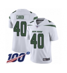 Men's New York Jets #40 Trenton Cannon White Vapor Untouchable Limited Player 100th Season Football Jersey