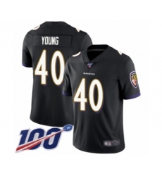Men's Baltimore Ravens #40 Kenny Young Black Alternate Vapor Untouchable Limited Player 100th Season Football Jersey