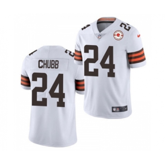 Men's Cleveland Browns #24 Nick Chubb 2021 White 75th Anniversary Patch ...