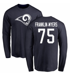 NFL Nike Los Angeles Rams #57 John Franklin-Myers Navy Blue Name & Number Logo Long Sleeve T-Shirt