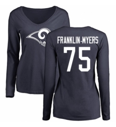 NFL Women's Nike Los Angeles Rams #57 John Franklin-Myers Navy Blue Name & Number Logo Slim Fit Long Sleeve T-Shirt