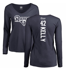 NFL Women's Nike Los Angeles Rams #42 John Kelly Navy Blue Backer Slim Fit Long Sleeve T-Shirt