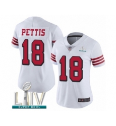 Women's San Francisco 49ers #18 Dante Pettis Limited White Rush Vapor Untouchable Super Bowl LIV Bound Football Jersey