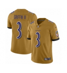 Youth Baltimore Ravens #3 Robert Griffin III Limited Gold Inverted Legend Football Jersey