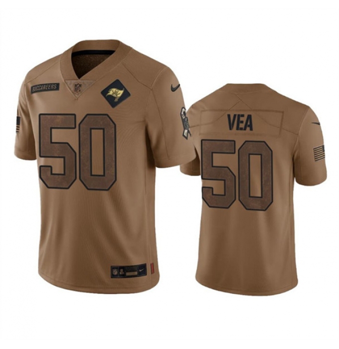 Men's Tampa Bay Buccaneers #50 Vita Vea 2023 Brown Salute To Service Limited Football Stitched Jersey