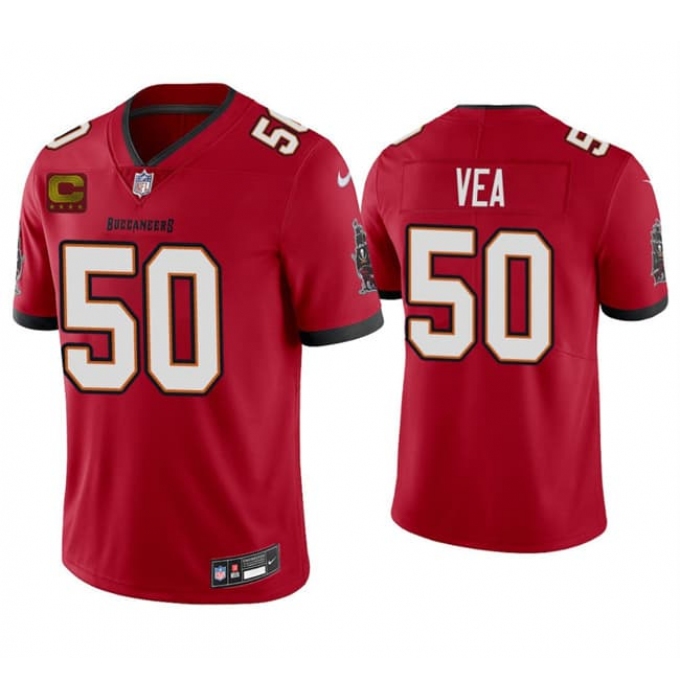 Men's Tampa Bay Buccaneers #50 Vita Vea Red 2026 With 4-Star C Vapor Limited Football Stitched Jersey