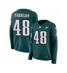 Women's Nike Philadelphia Eagles #48 Paul Worrilow Limited Green Therma Long Sleeve NFL Jersey